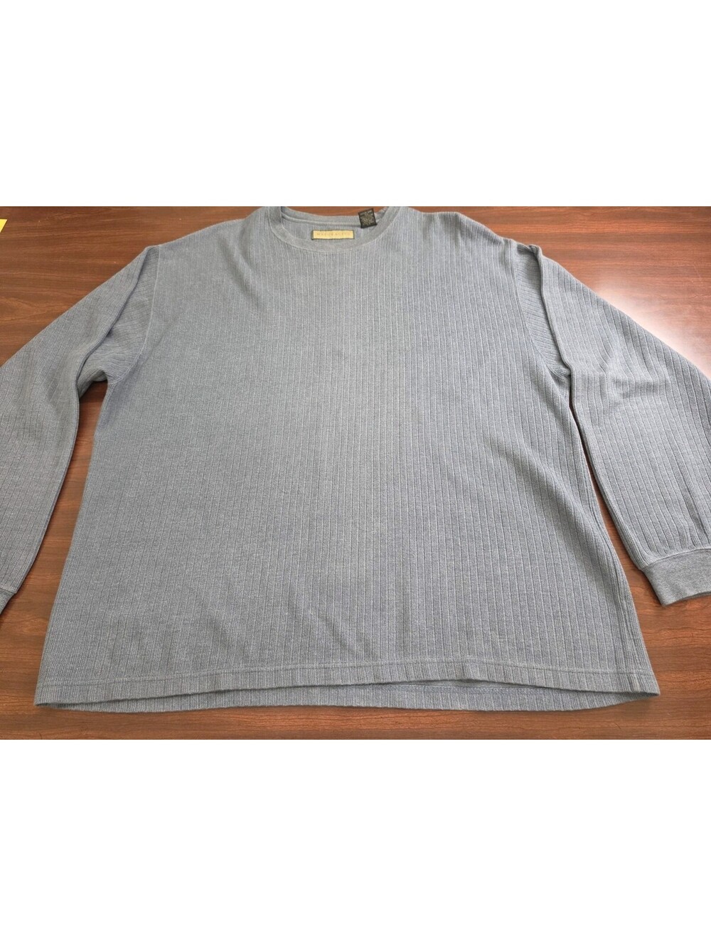 Natural Life Long Sleeve 100% Cotton Ribbed Mens XXL Blue Thermal Cozy Shirt